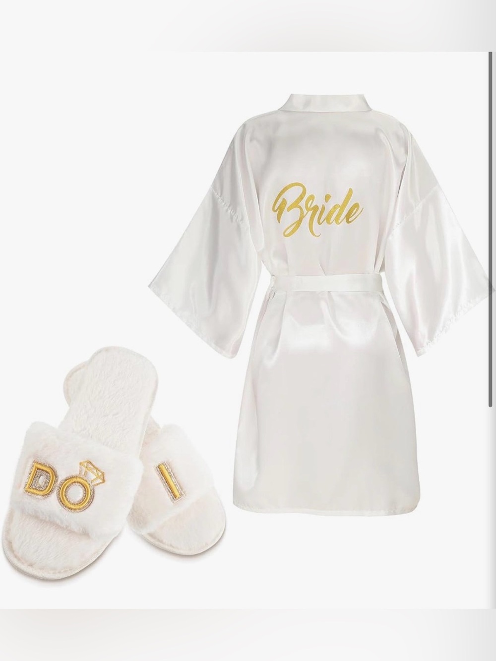 Bride Robe and Slippers for Wedding Day Bridesmaid Bridal Shower Gifts